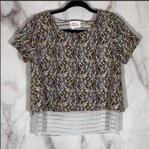 Anthropologie Brown and Cream Lace Blouse